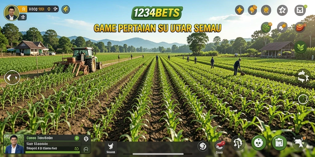 Screenshot gameplay 1234BETS menampilkan suasana pertanian yang indah dan dinamis.