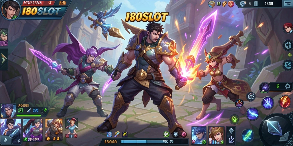 Screenshot gameplay <strong>180SLOT</strong> yang menampilkan pertempuran epik tim.