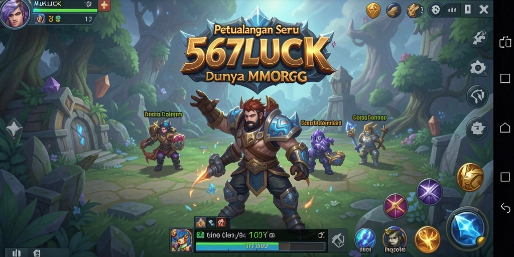 Screenshot gameplay 567LUCK menunjukkan aksi pertempuran seru dalam MMORPG.