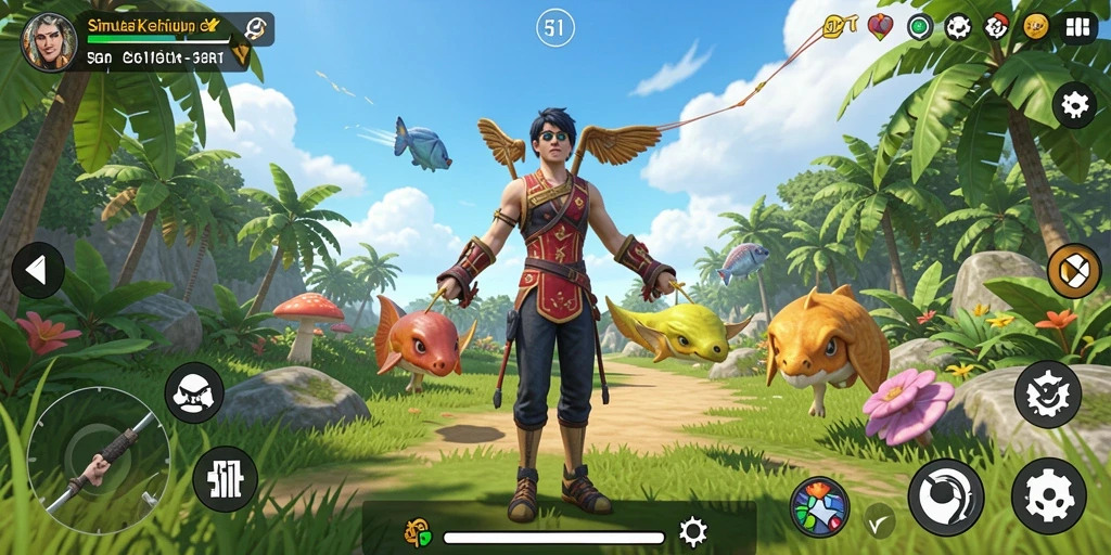 Screenshot gameplay 5RT yang menunjukkan interaksi karakter dalam simulasi.