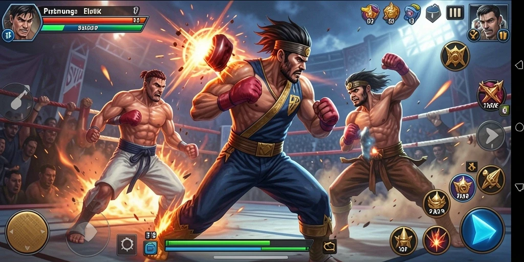 Tampilan gameplay menegangkan di dunia Fighting 7SVIP.