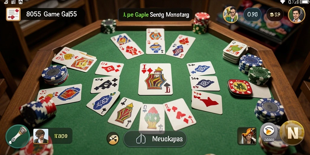 Tampilan gameplay seru dari 8055 dalam permainan Gaple.