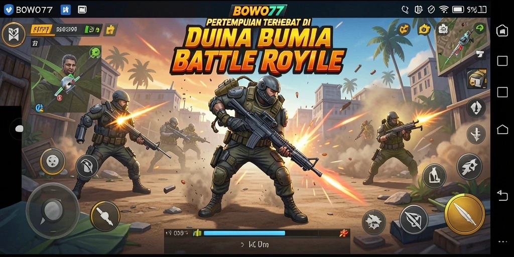 Tangkapan layar gameplay epik di BOWO77 dengan aksi Battle Royale yang mendebarkan.