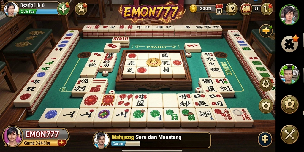 Tangkapan layar EMON777 menampilkan gameplay Mahjong yang menarik dan menantang.