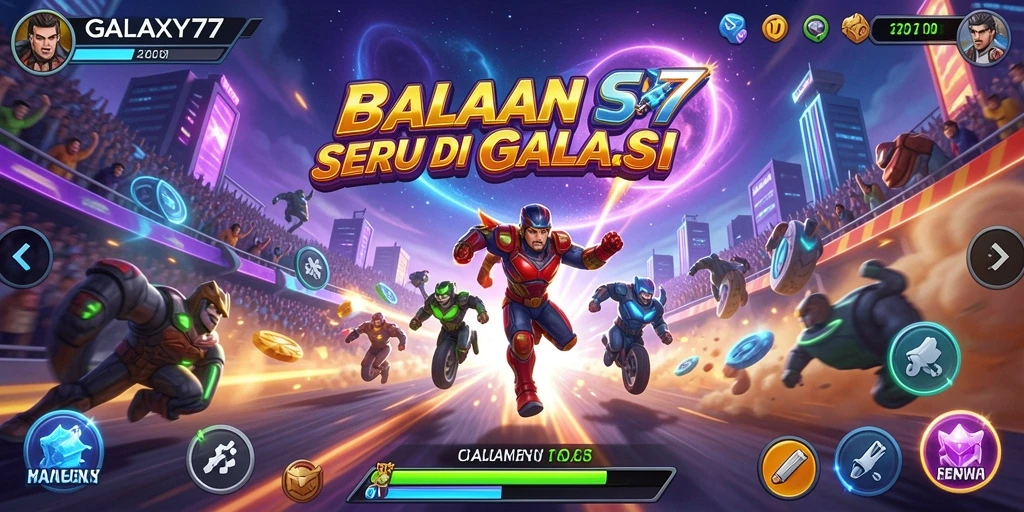 Gameplay seru di GALAXY77 dengan balapan luar angkasa.