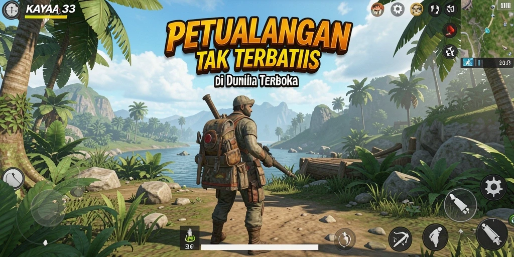 Tampilan gameplay KAYA33 dengan petualangan seru di dunia terbuka.