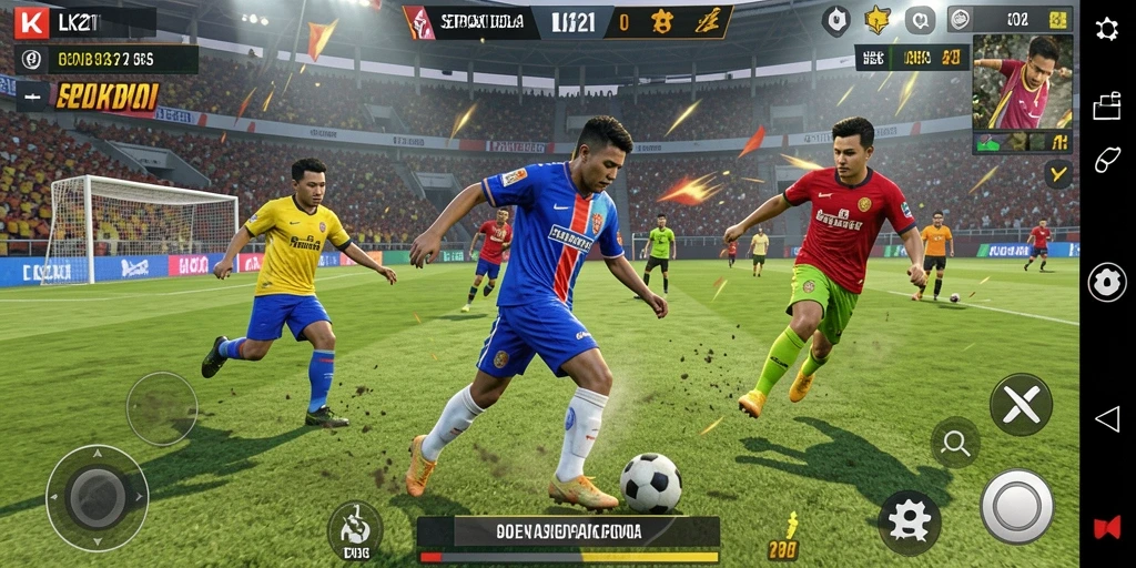 Tampilan gameplay seru dalam permainan sepak bola LK21.