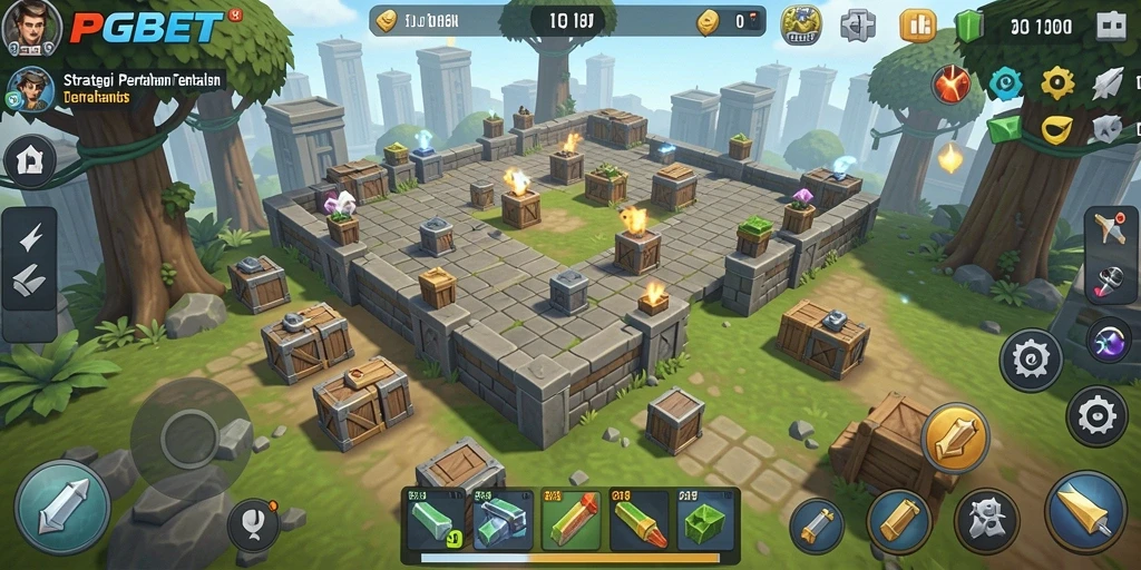 Gameplay PGBET dengan berbagai tower dan musuh yang menantang.