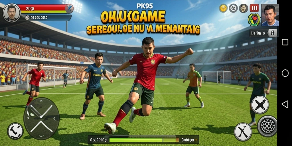Screenshot gameplay PK95 menampilkan aksi seru olahraga.