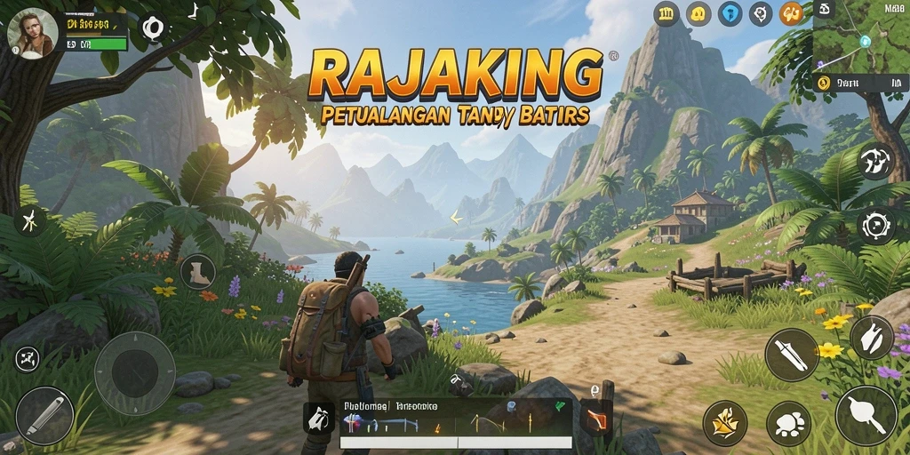 Tampilan menarik dari gameplay RAJAKING di dunia terbuka yang luas.