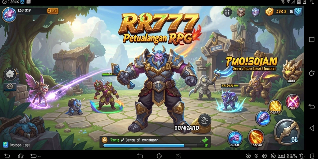 Screenshot menampilkan momen epik dalam pertempuran RPG di RR777.