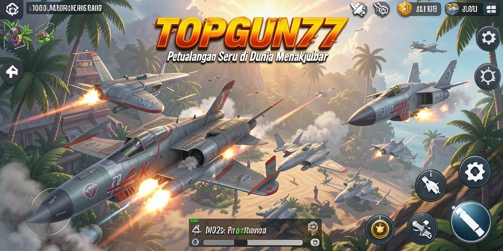 Tangkapan layar gameplay dari TOPGUN77 yang penuh aksi petualangan.